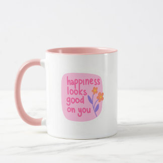 Simple Charming Pink White Happiness Looks Good Mugg