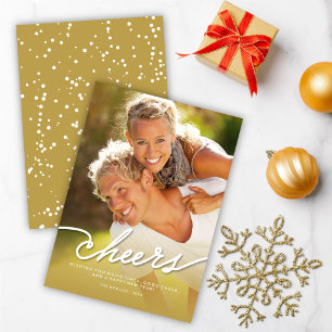 Simple Cheers Calligraphy Script Guld Ombre Photo Julkort