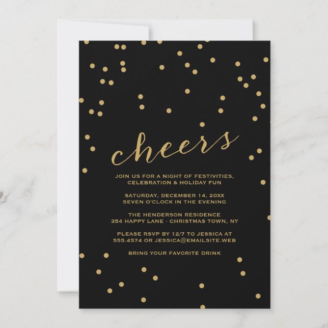 Simple Cheers Confetti-inbjudan till julfest Inbjudningar (Framsida)