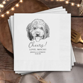 Simple Cheers Hund Hand Teckning Bröllop Pappersservett