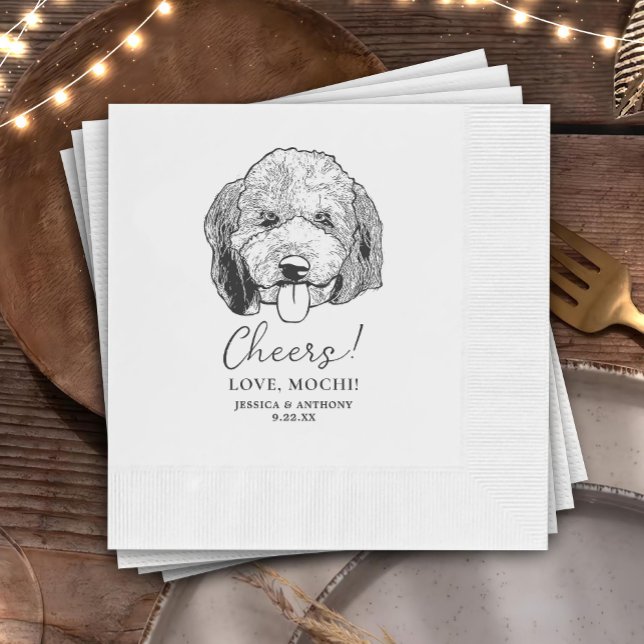 Simple Cheers Hund Hand Teckning Bröllop Pappersservett (Skapare uppladdad)