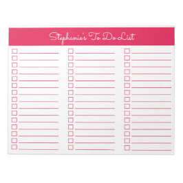 Simple Cherry Red 8.5x11 Three Column Checklist Anteckningsblock