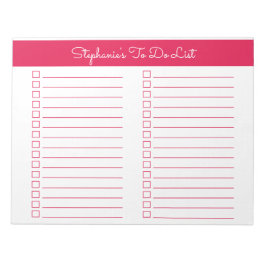 Simple Cherry Red 8.5x11 Two Column Checklist Anteckningsblock