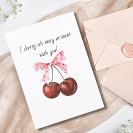 Simple Cherry Rosa Bow-pojkvän make Birthday Helgkort