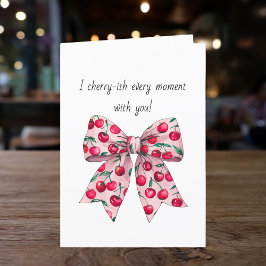 Simple Cherry Rosa Bow-pojkvän make Birthday Helgkort