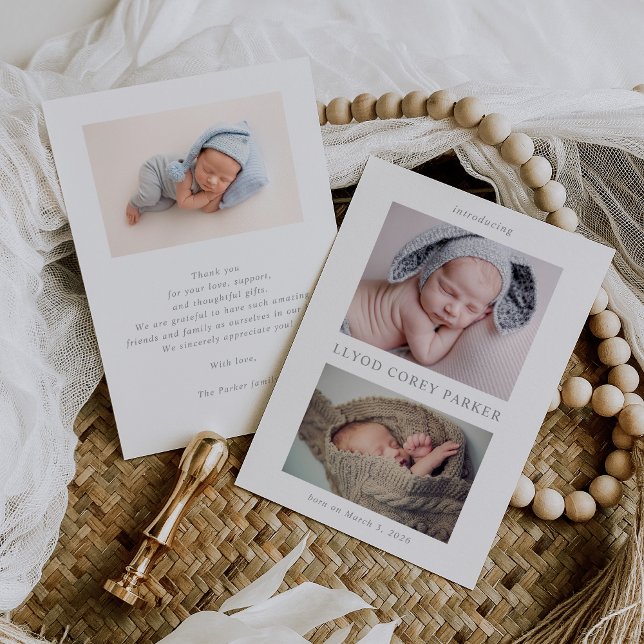 Simple Chic Baby Photo Announcement Card Inbjudningar (Skapare uppladdad)