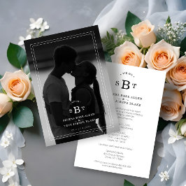 Simple Chic Black & White Photo Initials Wedding Spara Datumet