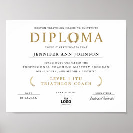 Simple Chic White Grad Diploma Guld Laurel Award Poster