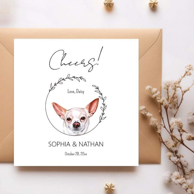 Simple Chihuahua Hund Bröllop Cocktail Napkins Pappersservett (Skapare uppladdad)