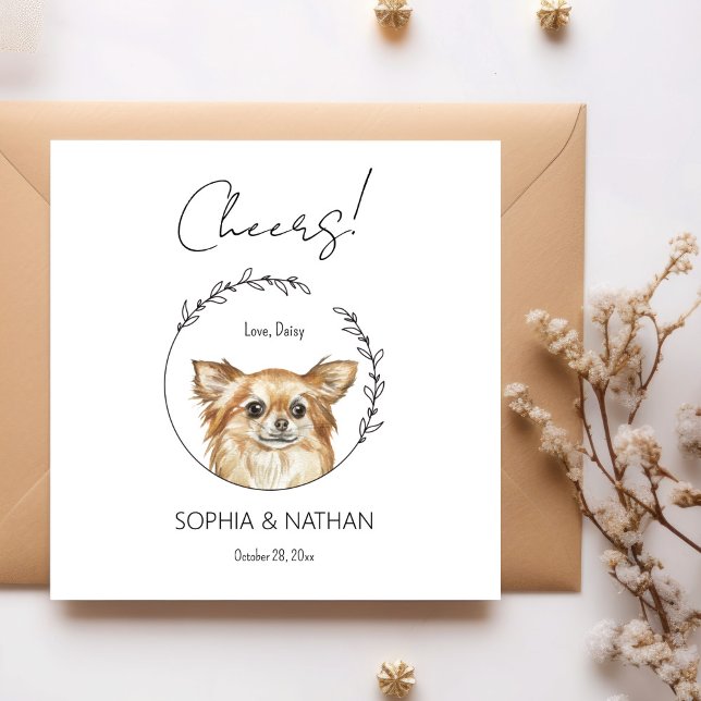 Simple Chihuahua Hund Bröllop Cocktail Napkins Pappersservett (Skapare uppladdad)