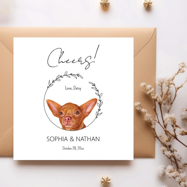 Simple Chihuahua Hund Bröllop Cocktail Napkins Pappersservett (Skapare uppladdad)