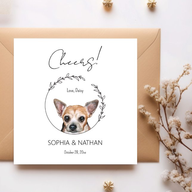 Simple Chihuahua Hund Bröllop Cocktail Napkins Pappersservett (Skapare uppladdad)