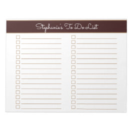 Simple Chocolate Brown 8.5x11 Two Column Checklist Anteckningsblock