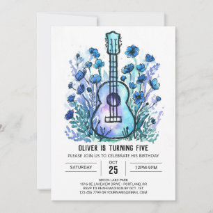 Simple Chord Guitar Boy Birthday Inbjudningar