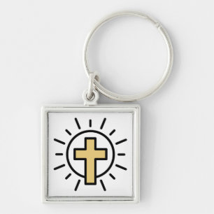 Simple Christian Kor Fyrkantig Silverfärgad Nyckelring