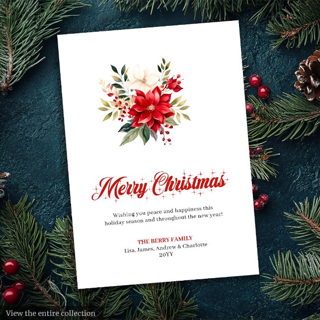 Simple Christmas Flowers Custom Greeting Card Julkort (Simple Christmas Flowers Custom Greeting Card

)