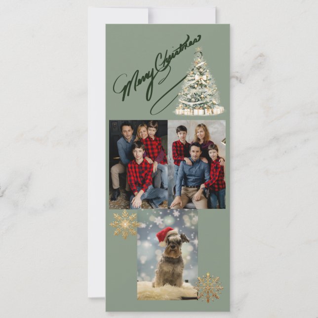 Simple Christmas Photo Collage Holiday Card Julkort (Framsida)