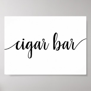 Simple Cigar Pub Svart skript - valfri händelsel Poster