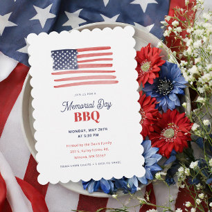Simple Classic American Flagga Memorial Day BBQ Inbjudningar