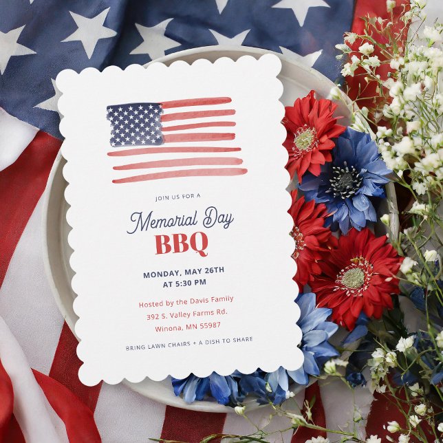 Simple Classic American Flagga Memorial Day BBQ Inbjudningar (Skapare uppladdad)