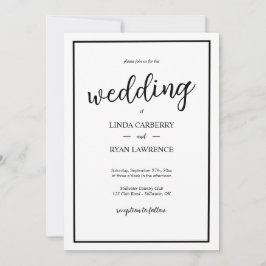 Simple Classic Black and White Wedding Invitation Inbjudningar