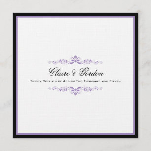 Simple Classic Black & Lila Wedding bjudande Inbjudningar