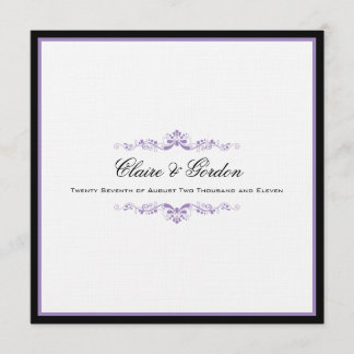 Simple Classic Black & Lila Wedding bjudande Inbjudningar