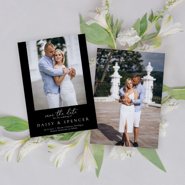 Simple Classic Black Modern Photo Bröllop Spara Datumet (Skapare uppladdad)