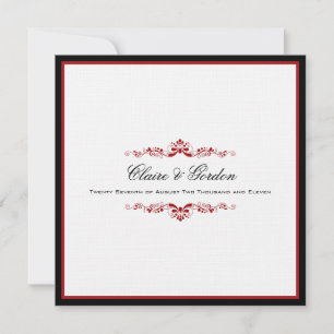 Simple Classic Black & Red Wedding bjudande Inbjudningar