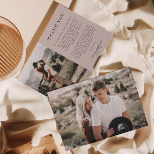 Simple Classic Boho Beige 2 Photo Bröllop Tack Kort