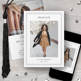 Simple Classic Border 2 Photo Elegant Graduation Meddelande