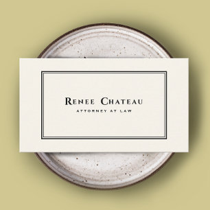 Simple Classic Elegant Ivory White Attorney Visitkort