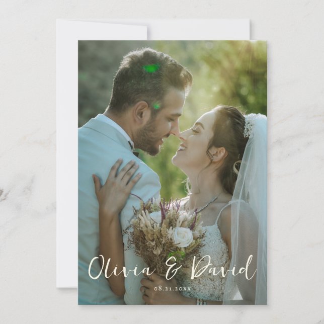 Simple Classic Elegant Romantic Bröllop Photo Inbjudningar (Framsida)