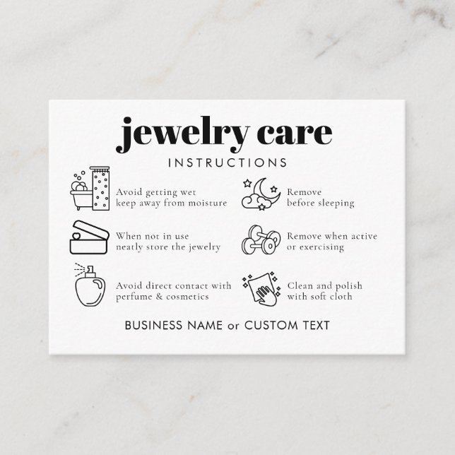 Simple Classic Jewelry Care Tack Business Tilläggskort (Framsida)