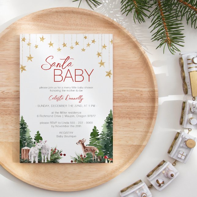 Simple Classic-jultomten, babyskor Inbjudningar (Skapare uppladdad)