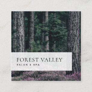 Simple Classic Photo Image Heather Forest Fyrkantigt Visitkort