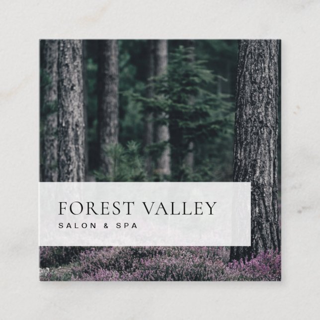 Simple Classic Photo Image Heather Forest Fyrkantigt Visitkort (Framsida)