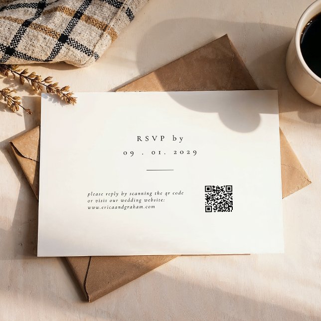 Simple Classic QR Code Wedding RSVP Card OSA Kort (Skapare uppladdad)