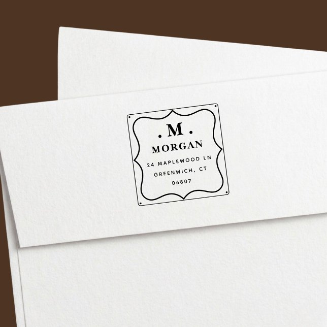 Simple Classic Square Monogram Return Address  Självfärgande Stämpel (Skapare uppladdad)