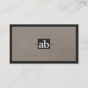 Simple Classic Taupe Faux Linen Monogram Modern Visitkort