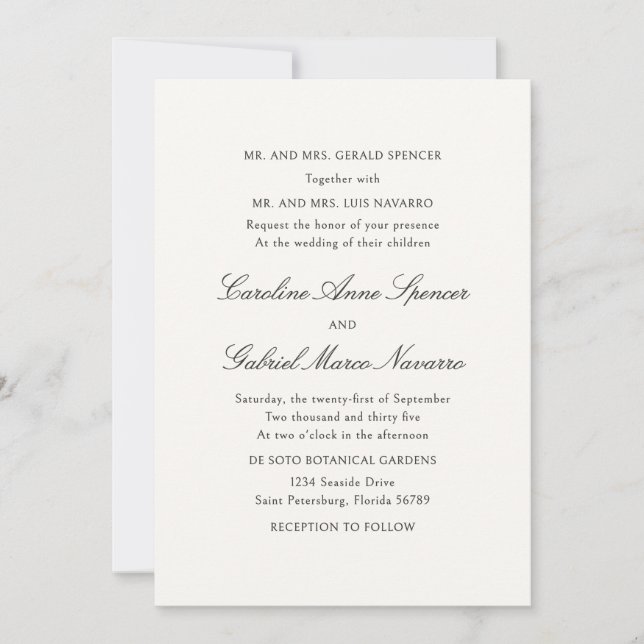 Simple Classic Traditional Wedding Invitation Inbjudningar (Framsida)