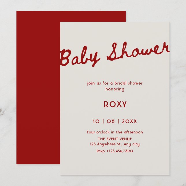 Simple classy baby shower  inbjudningar (Fram/baksida)