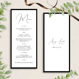 Simple Classy Black & White Border Script Wedding Meny