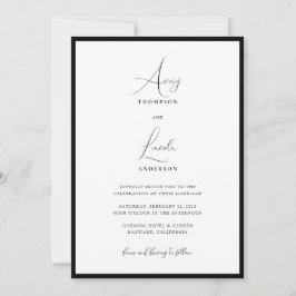 Simple Classy Black & White Border Wedding QR Code Inbjudningar