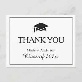 Simple Classy Black White Studenten Tack Vykort