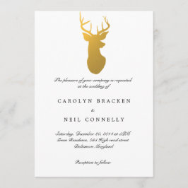 Simple Classy Guld Antler Modern Bröllop Inbjudningar