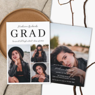Simple Classy Photo Collage Studenten Inbjudningar