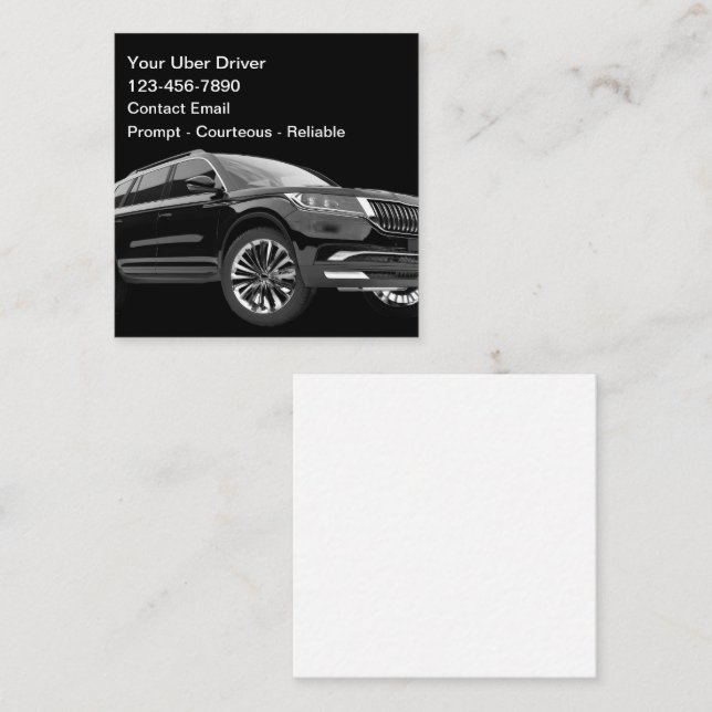 Simple Classy Uber Driver Taxi Business Cards Fyrkantigt Visitkort (Fram/baksida)