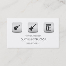 Simple Clean GUITAR Music Tutor Photo Collage Visitkort