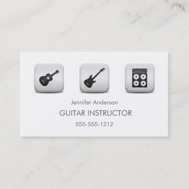 Simple Clean GUITAR Music Tutor Photo Collage Visitkort (Framsida)